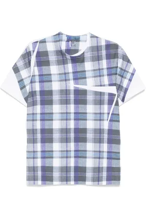 Comme des Garçons Playera con motivo de cuadros tartán