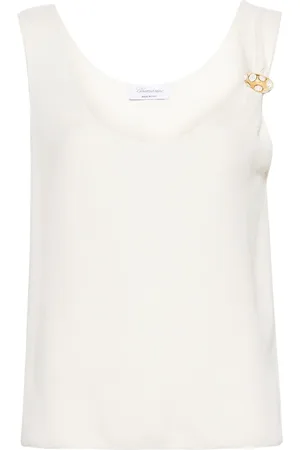 BLUMARINE Top de crepé con detalle de aro