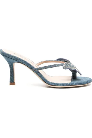 BLUMARINE Sandalias de mezclilla con parche de mariposa y tacón de 75mm