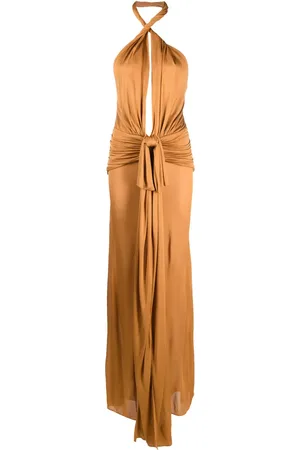 BLUMARINE Vestido de fiesta drapeado con escote en V pronunciado