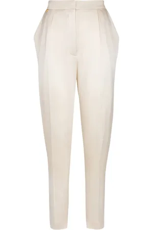 Balmain Pantalones de seda con tiro alto