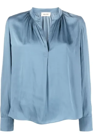 Zadig & Voltaire Blusa satinada Tink con cuello mao