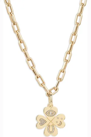 Adina Reyter Collar Clover en oro amarillo de 14kt con diamante
