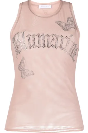 BLUMARINE Top de malla con detalles del logo