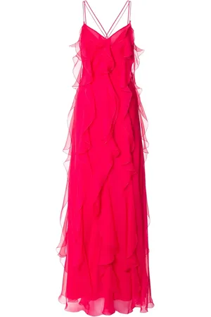 Alberta Ferretti Vestido de noche con ribete de volantes