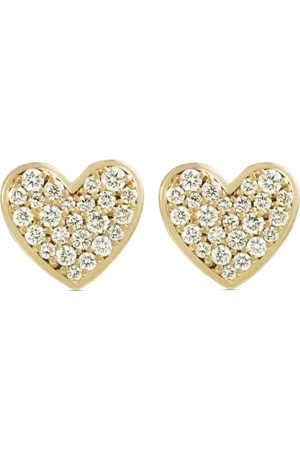 ALINKA Aretes Caviar Heart en oro amarillo de 18kt con diamantes