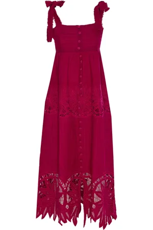 Farm Rio Vestido midi con detalle de encaje