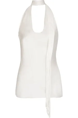 Balmain Top de seda con cuello halter