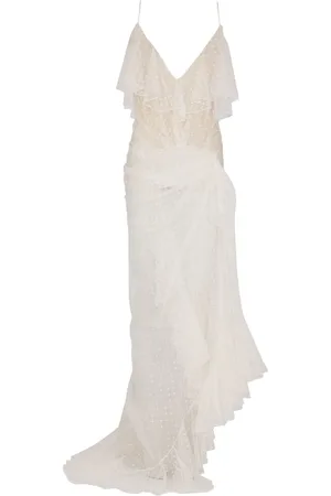 Balmain Vestido largo con paneles de encaje