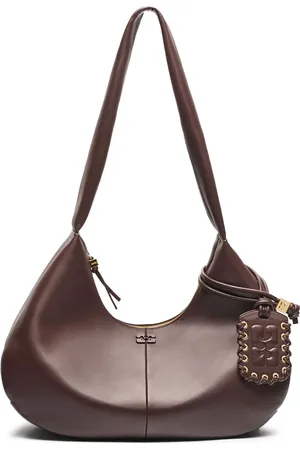 Ganni Bolsa de hombro con logo en relieve mediana