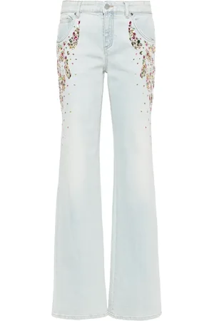 BLUMARINE Jeans rectos con detalles de cristal