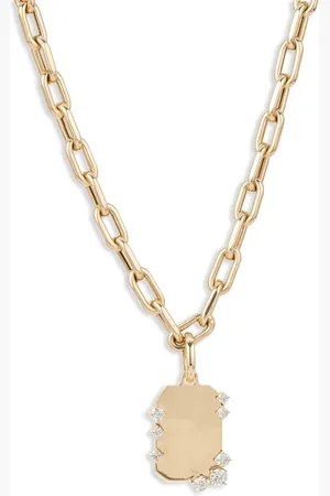 Adina Reyter Collar Dog Tag en oro amarillo de 14kt con diamante