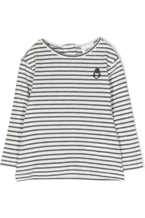 DOUUOD KIDS Playera manga larga con rayas estampadas