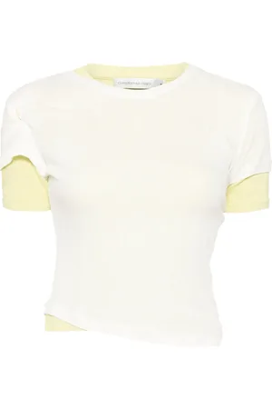 CHRISTOPHER ESBER Playera traslúcida con capa de canalé