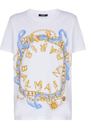 Balmain Playera con cadenas estampadas
