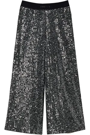 Twin-Set Pantalones palazzo con detalles de lentejuelas