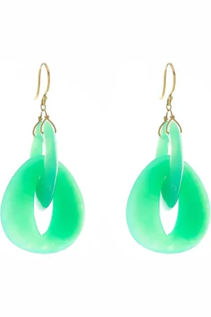 Ten Thousand Things Aretes Interlocking Peacock Eye en oro amarillo de 18kt con crisoprasa
