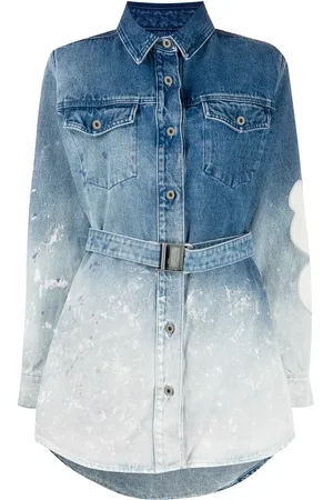 OFF-WHITE Vestido camisero de mezclilla con diseño en degradé