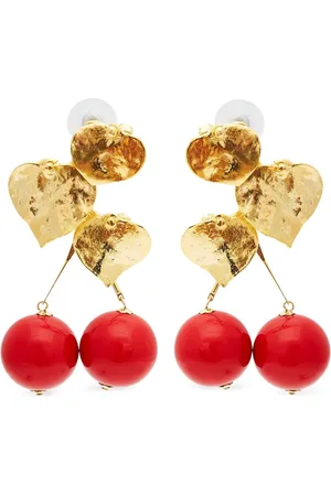 Kenneth Jay Lane Aretes Leaves & Cherry