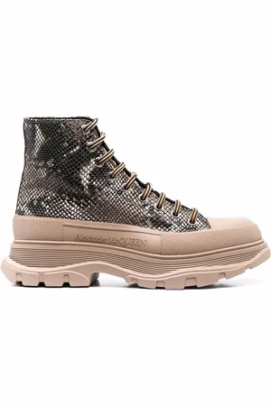 Alexander McQueen Botines con efecto de piel de serpiente