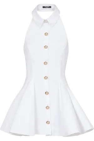 Balmain Vestido de popelina con espalda abierta