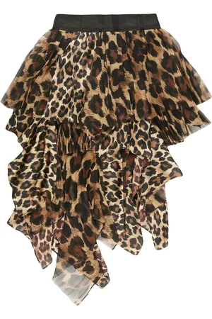 SACAI Falda asimétrica con estampado de leopardo