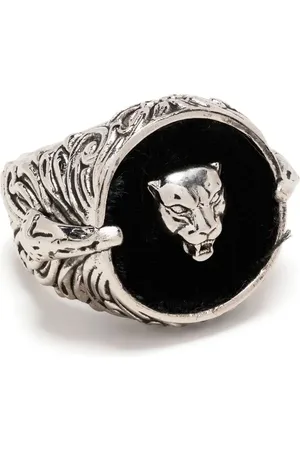 Roberto Cavalli Anillo con sello con motivo de pantera