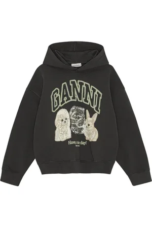 Ganni Hoodie con logo estampado