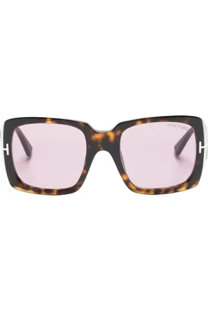 Tom Ford Lentes de sol con armazón cuadrada estilo carey
