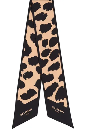 Balmain Mascada de seda con estampado de leopardo