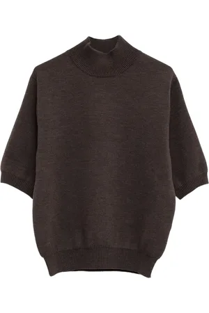 Khaite Top manga corta con cuello alzado