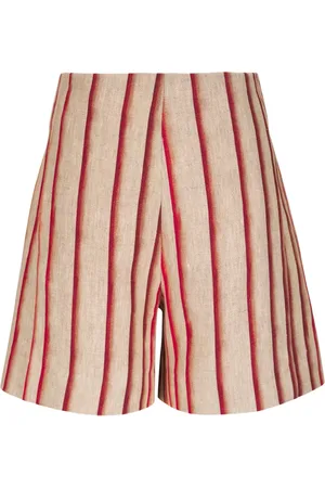 ODEEH Shorts con tiro alto y motivo de rayas