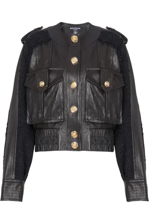 Balmain Chamarra bomber con panel de tweed