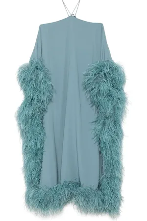 ‎Taller Marmo‎ Vestido largo con ribete de pluma