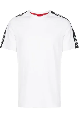 HUGO BOSS Playera con franja del logo y cuello redondo