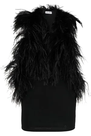 The Attico Vestido corto con plumas