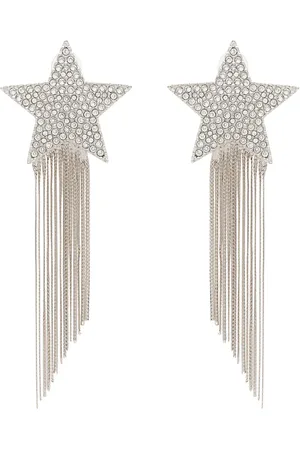 Saint Laurent Aretes de plata con motivo de estrella fugaz y borlas