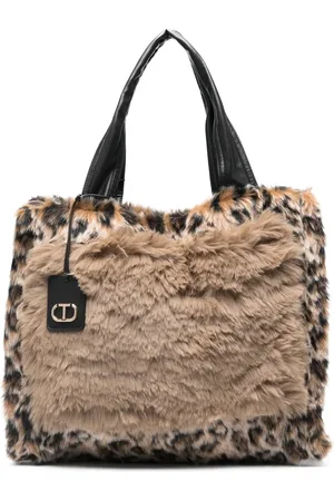 Twin-Set Tote de pelo artificial con estampado de leopardo