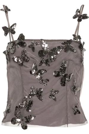 BLUMARINE Top corto con apliques de mariposa
