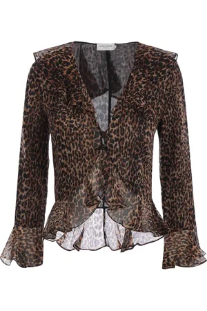 Saint Laurent Blusa con estampado de leopardo