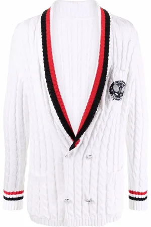 Balmain Cárdigan en tejido de ochos y logo bordado
