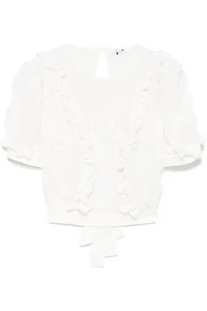 Elisabetta Franchi Top bordado con volantes