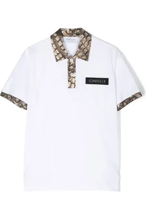 Roberto Cavalli Playera tipo polo con animal print
