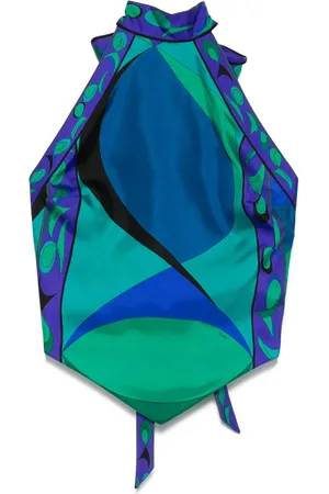 Puccini Top con cuello halter y estampado Pesci