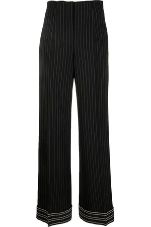 Alberta Ferretti Pantalones de tiro alto a rayas diplomáticas