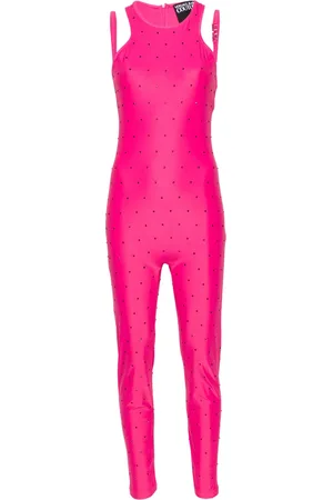VERSACE Jumpsuit con cuello halter y detalles de cristal