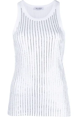 The Attico Camiseta de canalé con detalles de strass