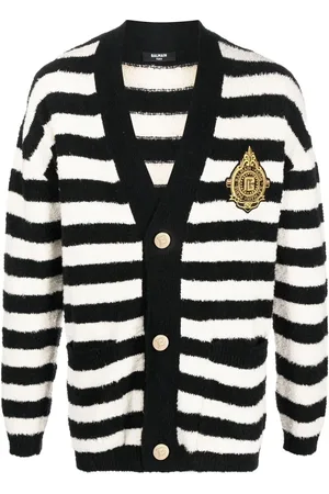 Balmain Cárdigan con rayas estampadas y parche del logo