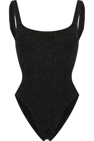 Hunza G Traje de baño fruncido con cuello cuadrado