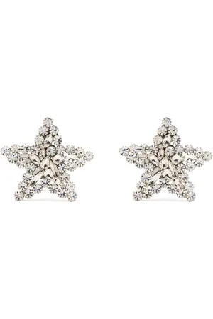 Alessandra Rich Aretes de clip con cristales